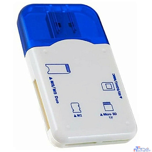 Perfeo Card Reader SD/MMC+Micro SD+MS+M2, (PF-VI-R010 Blue) синий (PF_4257)