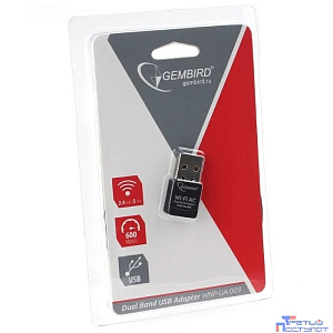 Gembird Сетевой двухдиапазонный Wi-Fi мини USB-адаптер 600 Мбит, USB, 802.11b/g/n/ac/а (WNP-UA-008)