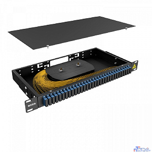 NTSS Кросс 19" NTSS PREMIUM, предсобранный 1U, 32 порта SC/UPC duplex, 9/125 мкм, (сплошная панель, розетки, сплайс, КДЗС, пигтейлы), черный, RAL9005 NTSS-RFOB-PM-1U-32-2SC/U-9-SP1.5G0A-BL