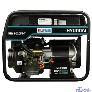 HYUNDAI [HHY 9020FE-T] Генератор бензиновый { Запуск ручной/электро, HYUNDAI IC420, 4-х такт, дв. 16 л.с., 420 см3, 230-400В/50Гц, 6,5 кВт/nom 6,0 кВт, Вес 86 кг }