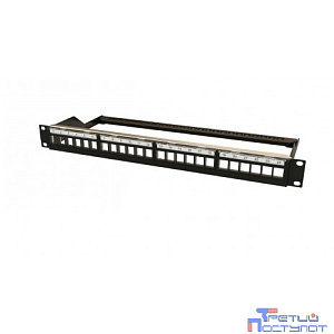 Hyperline PPBL6-19-24-RM Модульная патч-панель 19", 24 порта, 4 съемные панели по 6 модулей, 1U, для неэкранированных модулей, с задним кабельным организатором (без модулей)