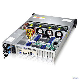 Gooxi RMC2112-670-HS-NV 2U 12x 3.5" (2.5") SATA/SAS/NVMe; 2x 2.5" rear SAS/SATA; backplane 3xSFF-8643 + 6x slimSASx8; MB EEB/CEB/ATX/Micro ATX; 7x LP slots; 2x1300W(EU power cables), rail