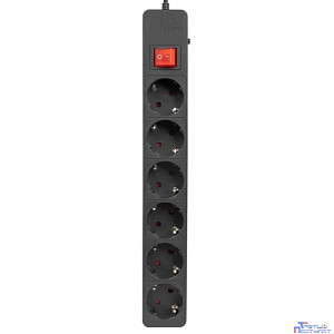 Filum Сетевой фильтр FL-SP6-3.0M-16, 4000 Вт., 6 розеток, защитные шторки, шнур 3.0 м., черный {00-01099765}