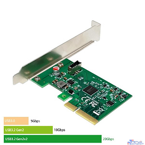 ORIENT AM-U3242PE-E, Контроллер PCI-Ex4 v3.0, USB 3.2 Gen2x2 (SuperSpeed USB 20Gbps), скорость до 20 Гбит/с, 1-port int Type-E, ASM3242 chipset, Self powered, (33292)