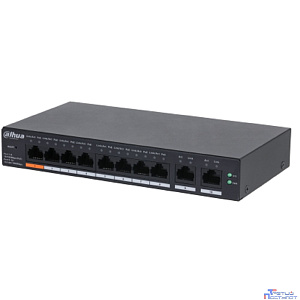 DAHUA DH-CS4010-8ET-60 8-портовый PoE коммутатор с функцией облачного управления L2, 8xRJ45 100Mb PoE, 2xRJ45 1Gb (uplink), суммарно 60Вт, коммутация 4.8 Гб, MAC-таблица 8К, металл
