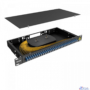 NTSS Кросс 19" NTSS PREMIUM, предсобранный 1U, 32 порта LC/UPC duplex, 9/125 мкм, (сплошная панель, розетки, сплайс 2шт, КДЗС, пигтейлы), черный, RAL9005 NTSS-RFOB-PM-1U-32-2LC/U-9-SP1.5G0A-BL