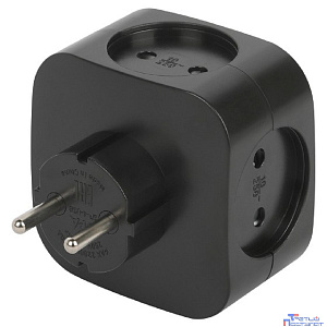 ЭРА Б0049536 Разветвитель электрический SP-4-USB-B на 4 розетки 220V + 2xUSB 2400mA, без заземл 10А (черный)