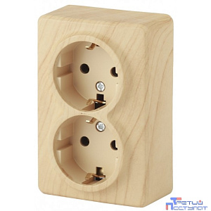Эра Б0020693 11-2205-11 Розетка 2 х 2P+E Schuko, 16АХ-250В, ОУ, Эра Эксперт, сосна