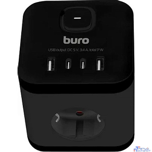 BURO BU-PW3UC-B (3 розетки) черный (коробка) {2090227}