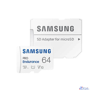 Micro SecureDigital 64GB Samsung Class 10 Pro Endurance UHS-I (R/W 100/30 MB/s) + SD адаптер (для видеорегистратора)