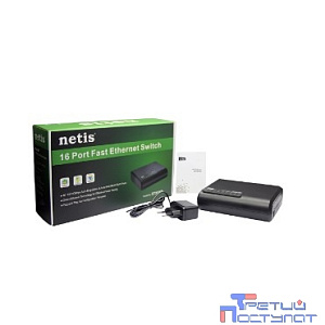 Netis ST3116P Коммутатор, неуправляемый 16-портовый 10/100 Мбит/с, 16 порта RJ45 10/100 Мбит/с, настольный, пластиковый корпус