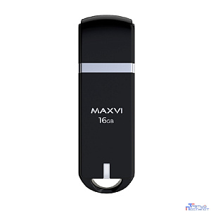 Maxvi USB Drive 16GB P3 black, монолит с колпачком, ABS пластик, USB 2.0