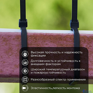 PROconnect (57-0251) Стяжка кабельная нейлоновая 250x3,6мм, черная (100 шт/уп)