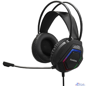 ExeGate Cosmos HS-704GL (объемный звук 7.1, длина кабеля 2.5м, динамик 50мм, 20-20000Гц, RGB подсветка, USB интерфейс, регулировка громкости, Color Box)