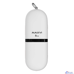 Maxvi USB Drive 8GB SF white,  монолит с колпачком, soft touch, USB 2.0