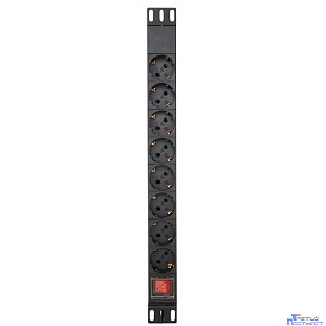 PROconnect (04-0309) Блок розеток 19", 1U, 10А, 8 розеток, корпус алюминий, со шнуром питания