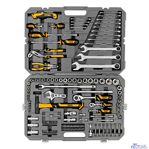 Набор инструментов, 1/2", 1/4", CrV, S2, пластиковый кейс, 122 предмета// Denzel [15804]