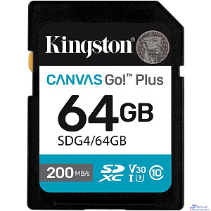 SecureDigital 64GB Kingston Canvas Go Plus G4 200R V30