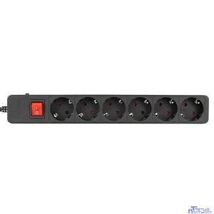 Filum Сетевой фильтр FL-SP6-3.0M-16, 4000 Вт., 6 розеток, защитные шторки, шнур 3.0 м., черный {00-01099765}