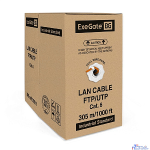 Exegate EX289279RUS Кабель ExeGate FUTP4-C6-CU-S23-IN-LSZH-OR-305 FTP 4 пары кат.6 медь, 23AWG, экран, бухта 305м, оранжевый, LSZH