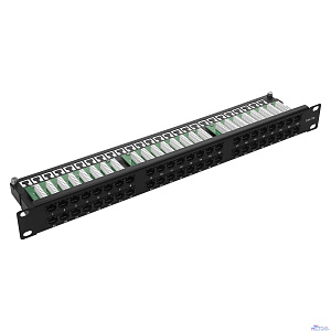 Патч-панель 19" NEOMAX [NM-PP-1U48P-UC5E-D-105-BK] 1U, 48 портов, кат.5E, UTP, Dual IDC, цвет черный