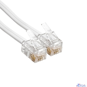 Exegate EX298649RUS Патч-корд телефонный ExeGate TC4P4C-2M-W (шнур для телефонной трубки, витой, RJ-10 (4P-4C), 2м, белый)