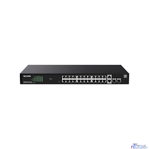 TENDA TEG2228P-24-410W Коммутатор с облачным управлением PoE, 28 портов, 26x1 Гбит/с, PoE 24х30 Вт (до 370Вт), SFP 2x1 Гбит/с, установка в стойку
