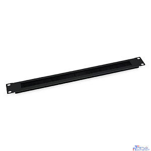 Cabeus SH-J004A-BK Кабельный органайзер горизонтальный 19" 1U, с щеточным вводом, металлический, цвет черный (RAL 9004)