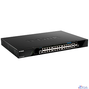D-Link DGS-1520-28MP/A1A Управляемый L3 стекируемый коммутатор с 20 портами 10/100/1000Base-T, 4 портами 100/1000/2.5GBase-T, 2 портами 10GBase-T и 2 портами 10GBase-X SFP+ (PoE-бюджет 370 Вт)