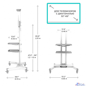 ONKRON TS1552 White 2 полки для AV в комплекте