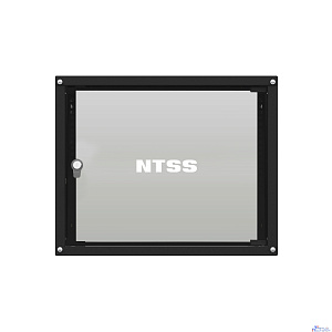 NTSS Шкаф настенный телекоммуникационный NTSS LIME 9U 550х600х500мм, 2 профиля 19, дверь стеклянная, боковые стенки несъемные, разобранный, черный RAL 9005 NTSS-WL9U5560GS-BL