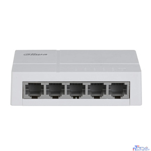 DAHUA DH-SF1005L 5-портовый неуправляемый коммутатор, 5x10/100 Base-T, коммутация 1 Гбит/с, MAC-таблица 2К, пластик