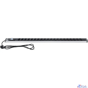 Cabeus PDU-16-20S-B Блок розеток для 19" шкафов, вертикальный, 20 розеток Schuko, 16А, автомат защиты, алюминиевый корпус, шнур с вилкой Schuko 2 м