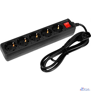 PC PET Сетевой фильтр AP01006-E-B 1.8м (5 розеток, входн.вилка IEC 320,выход.роз.EURO/RUS), черный {619892}