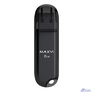 Maxvi USB Drive 8GB P1 black, монолит с колпачком, ABS пластик, USB 2.0 FD8GBUSB20C10P1