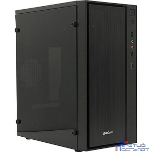Exegate EX283753RUS Корпус Minitower ExeGate mEVO-9301-RGB-700W-12 (mATX, БП 700NPX с вент. 12см, с окном, 2*USB+1*USB3.0, HD аудио, черный с RGB подсветкой)
