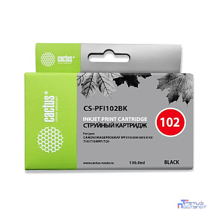 CACTUS PFI-102BK Картридж струйный для Canon iPF500/iPF600/iPF700/ MFP M40/iPF765/LP17/LP24, черный (130мл)