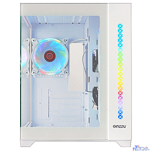 Ginzzu V490 RGB подсветка, контроллер CRC6, 3* 12R6 FAN 12CM RGB, закаленное стекло 1*USB 3.0,1*USB 2.0, AU Белый mATX
