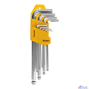 Kranz (KR-12-5211) Набор ключей имбусовых HEX 1,5-10 мм, CrV, 9 шт., удлиненные, с шаром