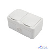 Rexant KR-78-0606 Блок из 2 розеток горизонтальный KRANZ Mini OG открытой установки с заземлением, IP54 белый