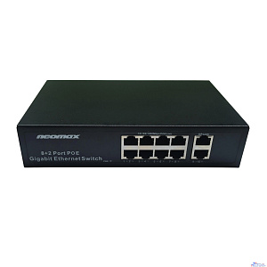 NEOMAX неуправляемый коммутатор NMS-110PoE-1000-S, 10 портов 1000 Mbps, 8xPoE+, 220W, металл