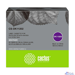 Картридж ленточный Cactus CS-DK11202 черный для Brother P-touch QL-500, QL-550, QL-700, QL-800