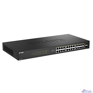 D-Link DGS-1026P/A1A Конфигурируемый коммутатор с 24 портами 10/100/1000Base-T, 2 портами 1000Base-X SFP и DIP-переключателем (24 порта PoE 802.3af/at, PoE-бюджет 240 Вт, дальность до 250 м)