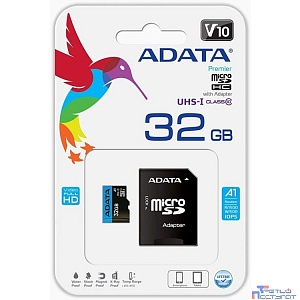 Micro SecureDigital 32Gb A-DATA AUSDH32GUICL10A1-RA1 {MicroSDHC Class 10 UHS-I, SD adapter}