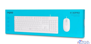 Клавиатура + мышь Rapoo X130PRO клав:белый мышь:белый, 1.5м, доп. защита от влаги