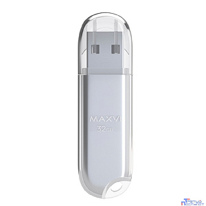 Maxvi USB Drive 32GB P1 silver, монолит с колпачком, ABS пластик, USB 2.0