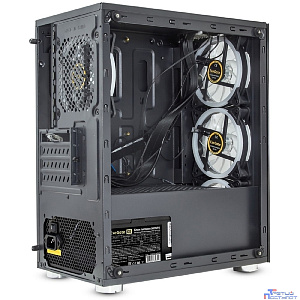 Exegate EX294482RUS Корпус Minitower  Mistery X2-NPX500 (mATX, БП 500NPX с вент. 12 см, 2*USB+1*USB3.0, аудио, черный, 4 вент. 12см с RGB подсветкой, боковая панель - закаленное стекло)