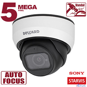 BEWARD SV3212DZ Купольная IP-камера 5 Мп, 1/2.8'' КМОП Sony Starvis,2xWDR до 120 дБ, 3 потока H.265/Н.264 HP/MP/BP, MJPEG, 30к/с, 2592x1944, моторизованный объектив 2.7-13.5
