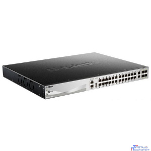 D-Link DGS-3130-30PS/B1A PROJ Управляемый L3 стекируемый коммутатор с 24 портами 10/100/1000Base-T, 2 портами 10GBase-T и 4 портами 10GBase-X SFP+ (24 порта PoE 802.3af/at, PoE-бюджет 370 Вт)