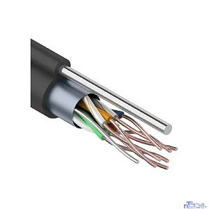 PROconnect (01-0155) Кабель F/UTP, CAT 5e, PE 4х2х0,48мм, 24AWG, внешний, черный, 305м, с тросом